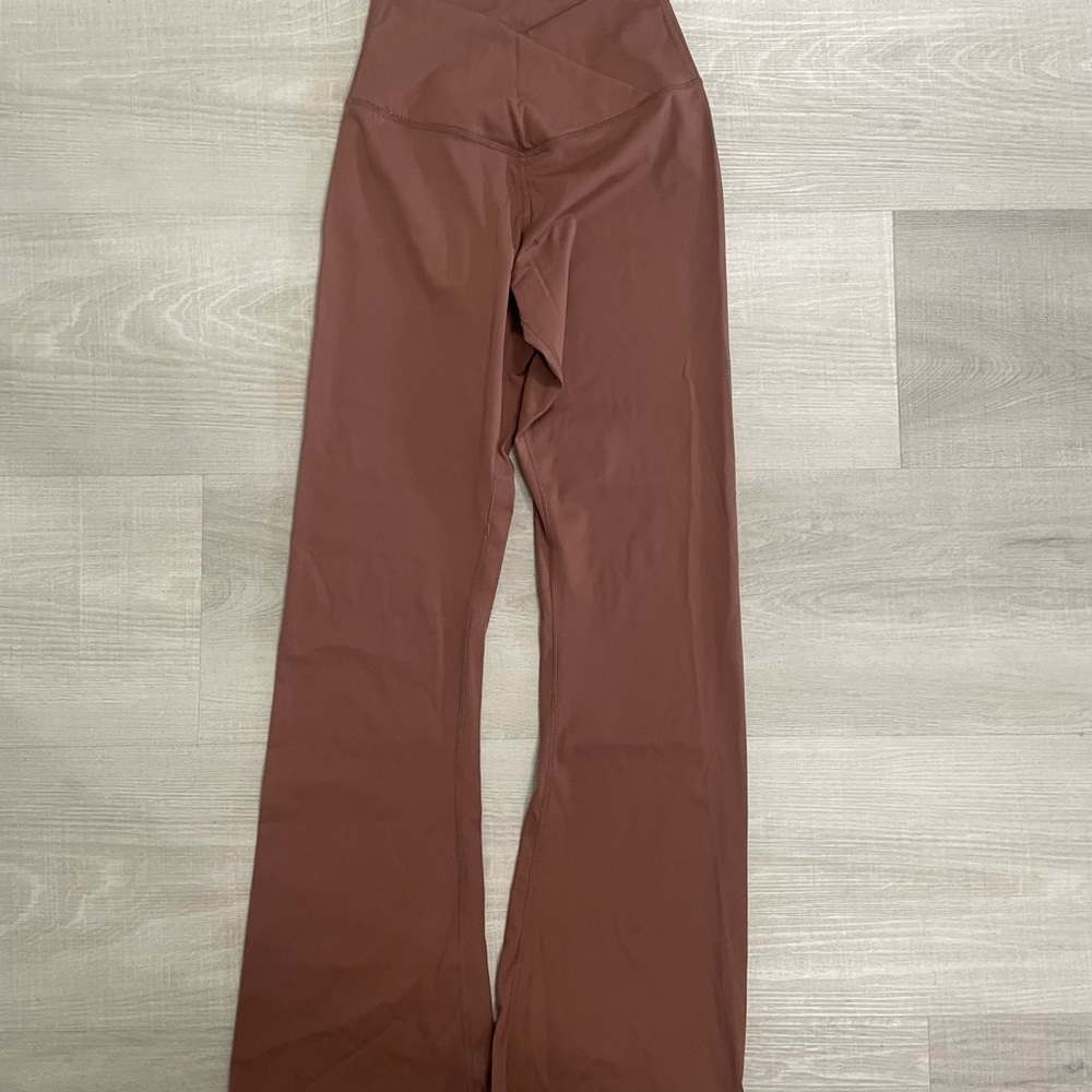 Brown High-Waisted Flare Leggings